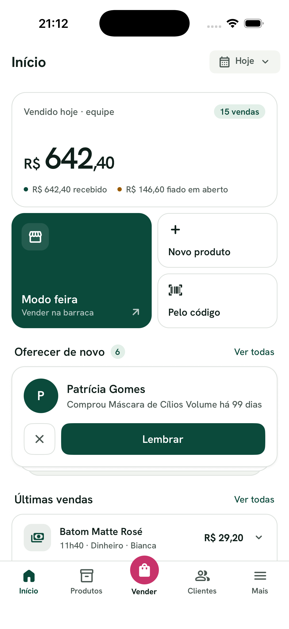 Tela inicial real do Lojevo com resumo de vendas